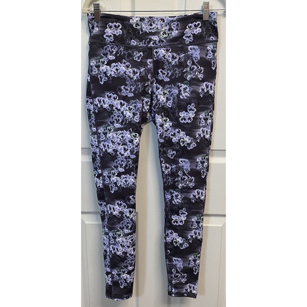 Fabletics Women's Black Floral Printed Powerform Exercise Legging Stretch Sz. M